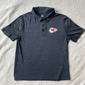 Majestic Gray and Black Polo Shirt with Embroidered Logo